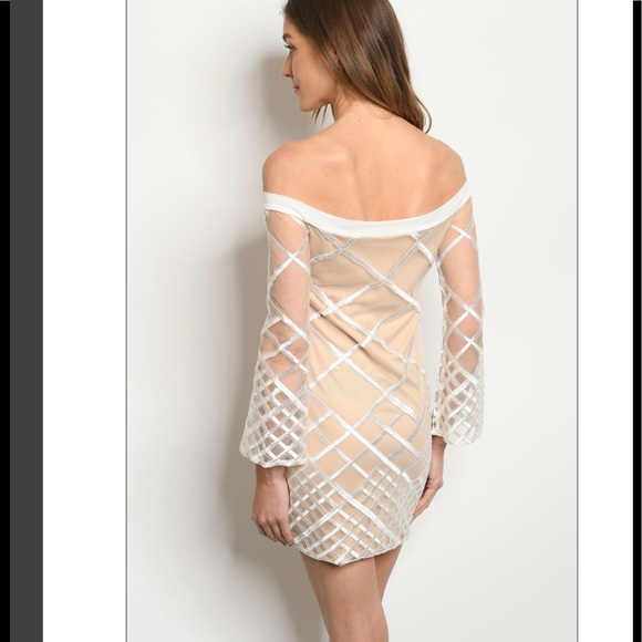 LUXXEL White/Nude Dress - Picture 3 of 5